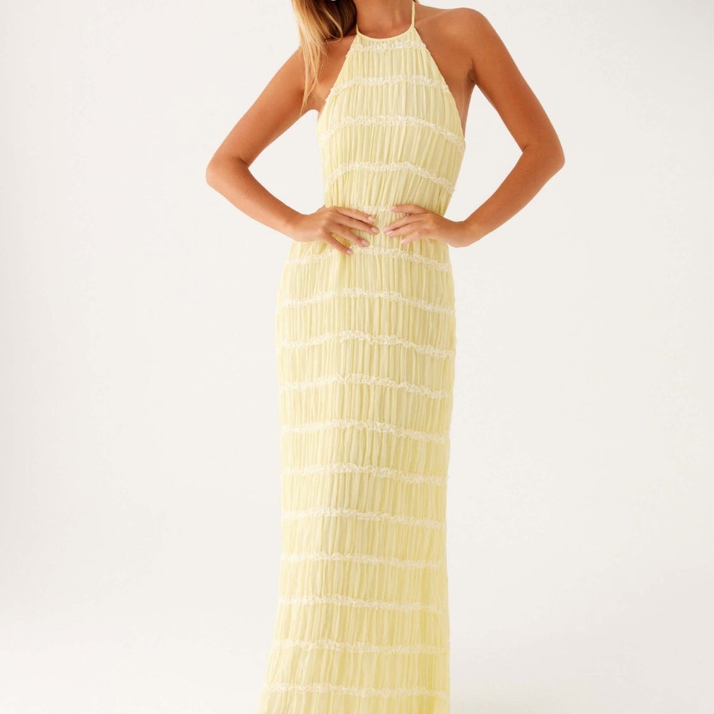 Peppermayo Light Yellow Halter Maxi Dress